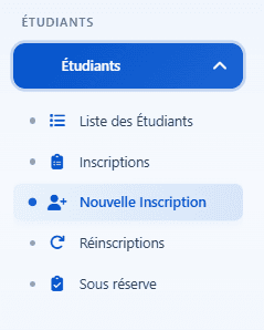 Students sidebar with New Enrollment selected