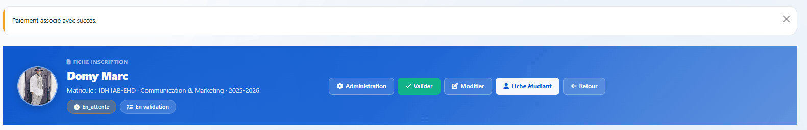 Toast Payment associated successfully and green Validate button
