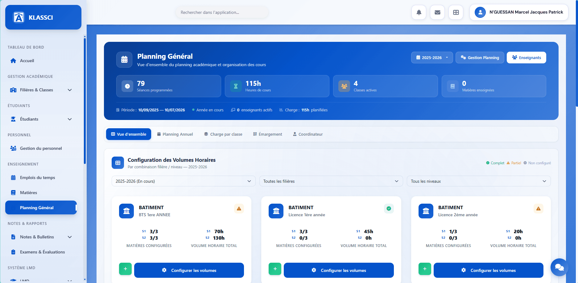 Planning général KLASSCI