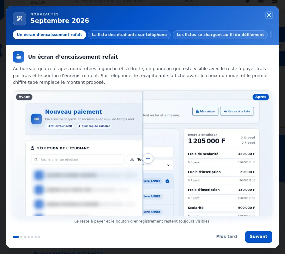 Fenêtre Nouveautés — Après