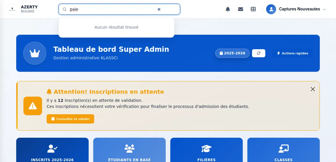 Recherche dans l'application — Avant